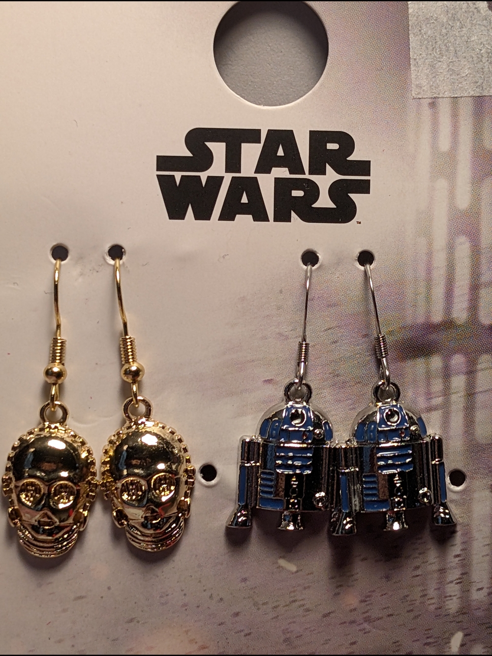 Star Wars C-3PO & R2-D2 Dangle Earrings - Gold & Blue Silver